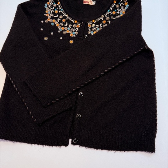 San Joy Vintage Beaded Jeweled Cardigan Sweater Wool Medium - Picture 2 of 6